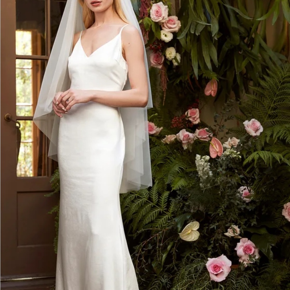 Lulu's Ivory Satin low back Wedding Dress